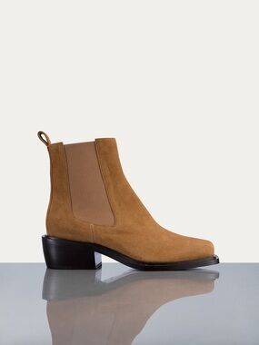 FRAME Le Fenton Square toe Boot Tan Suede leather western chelsea cowboy 39.5
